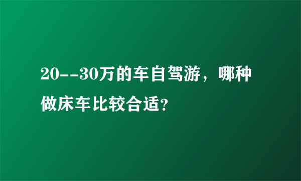 20--30万的车自驾游，哪种做床车比较合适？