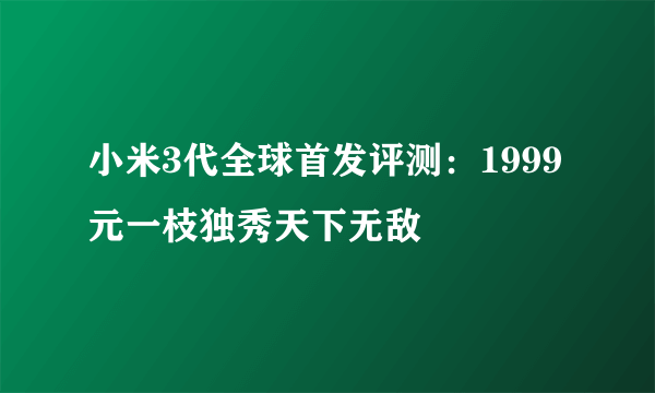 小米3代全球首发评测：1999元一枝独秀天下无敌