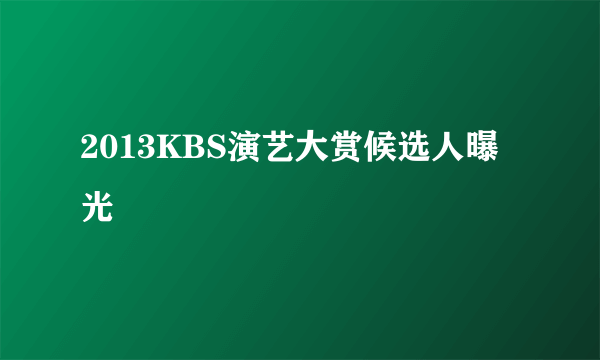 2013KBS演艺大赏候选人曝光