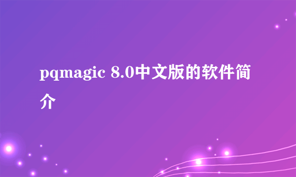 pqmagic 8.0中文版的软件简介