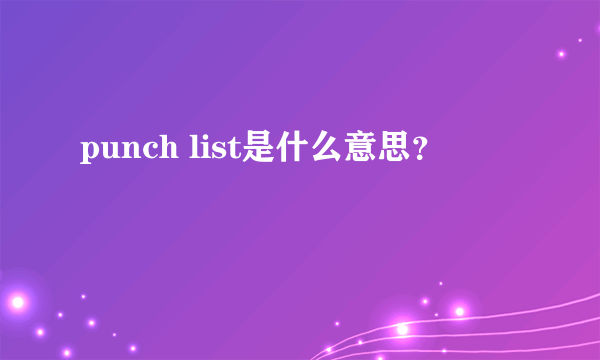 punch list是什么意思？