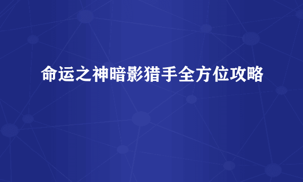 命运之神暗影猎手全方位攻略