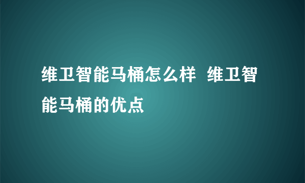 维卫智能马桶怎么样  维卫智能马桶的优点