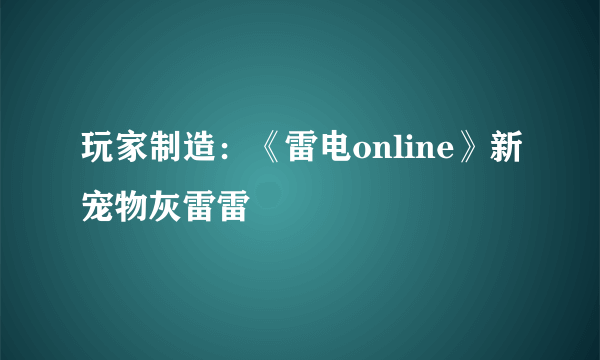 玩家制造：《雷电online》新宠物灰雷雷