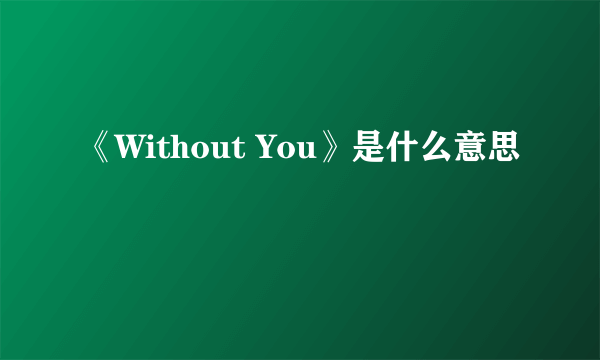 《Without You》是什么意思