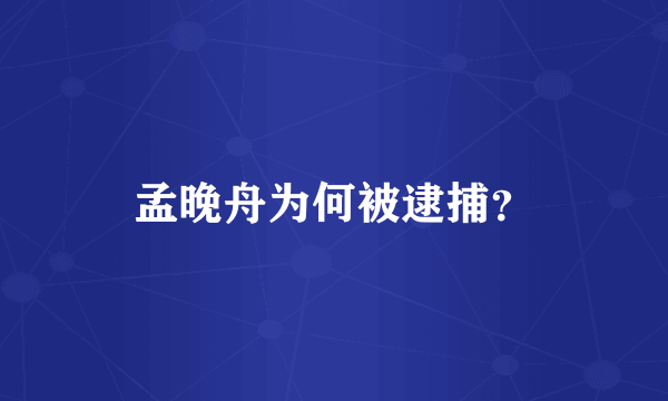 孟晚舟为何被逮捕？