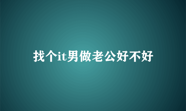 找个it男做老公好不好