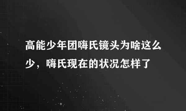 高能少年团嗨氏镜头为啥这么少，嗨氏现在的状况怎样了