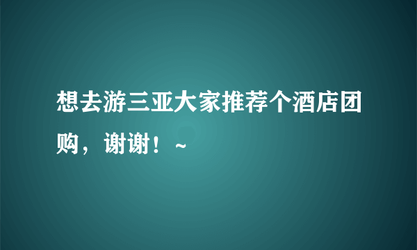 想去游三亚大家推荐个酒店团购，谢谢！~