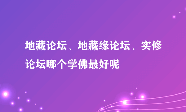 地藏论坛、地藏缘论坛、实修论坛哪个学佛最好呢