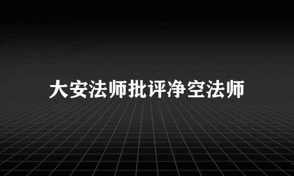 大安法师批评净空法师