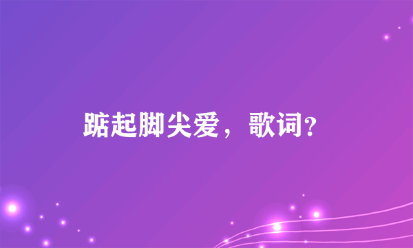 踮起脚尖爱，歌词？