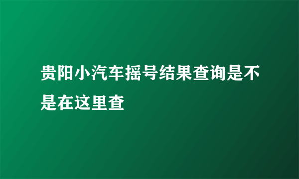 贵阳小汽车摇号结果查询是不是在这里查