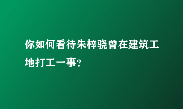 你如何看待朱梓骁曾在建筑工地打工一事？