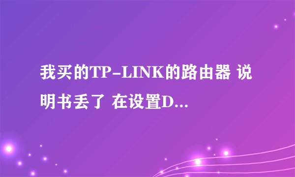 我买的TP-LINK的路由器 说明书丢了 在设置DNS的地方不会了求高手