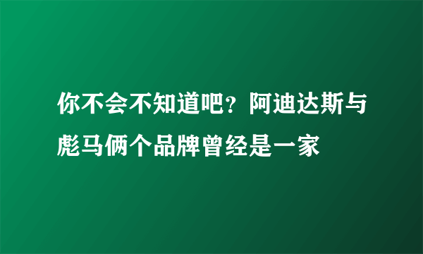 你不会不知道吧？阿迪达斯与彪马俩个品牌曾经是一家