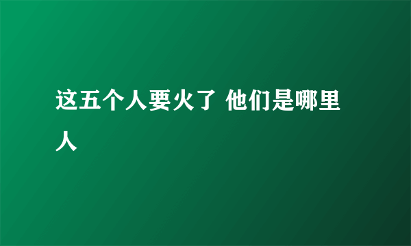 这五个人要火了 他们是哪里人