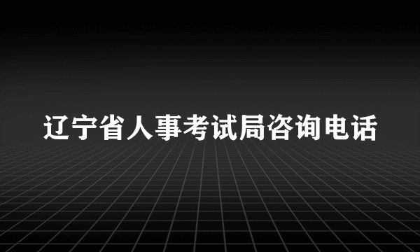 辽宁省人事考试局咨询电话