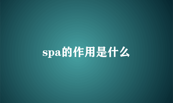 spa的作用是什么