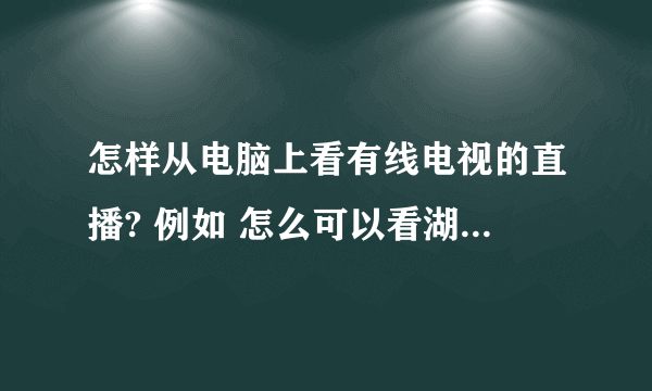 怎样从电脑上看有线电视的直播? 例如 怎么可以看湖南卫视?