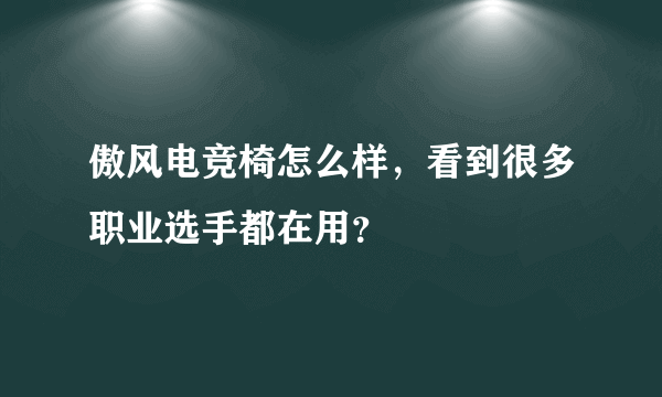 傲风电竞椅怎么样，看到很多职业选手都在用？