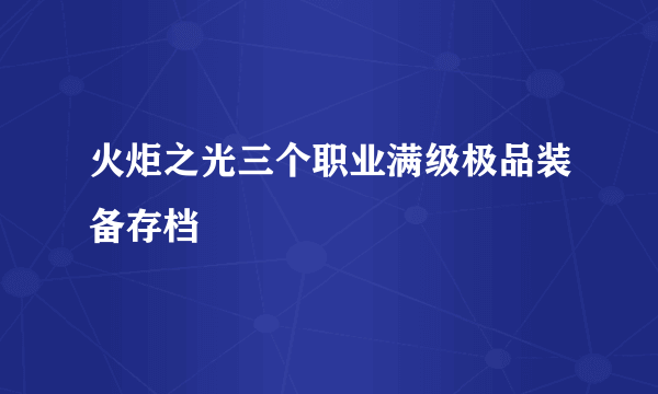 火炬之光三个职业满级极品装备存档