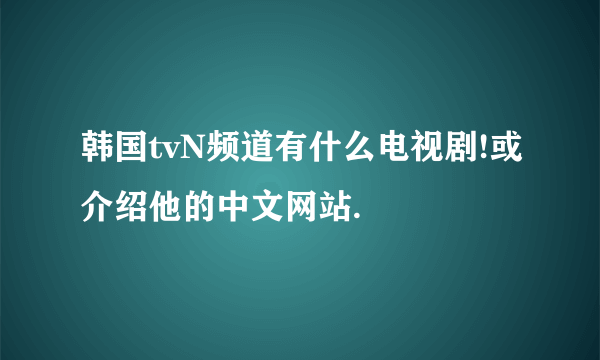 韩国tvN频道有什么电视剧!或介绍他的中文网站.