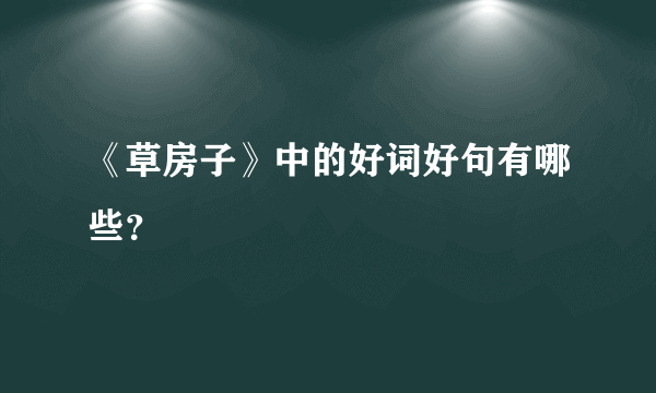 《草房子》中的好词好句有哪些？