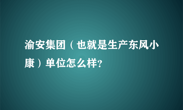 渝安集团（也就是生产东风小康）单位怎么样？