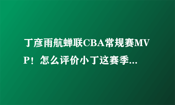 丁彦雨航蝉联CBA常规赛MVP！怎么评价小丁这赛季的表现？