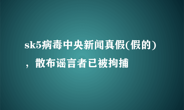 sk5病毒中央新闻真假(假的)，散布谣言者已被拘捕