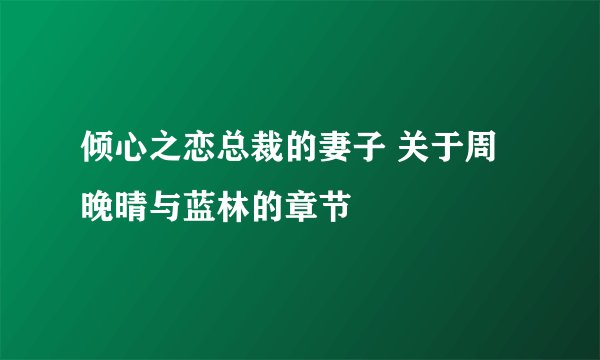 倾心之恋总裁的妻子 关于周晚晴与蓝林的章节