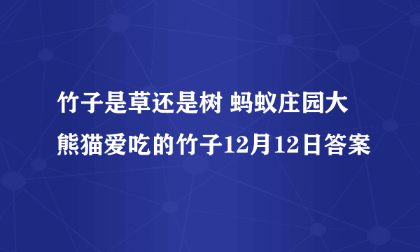 竹子是草还是树 蚂蚁庄园大熊猫爱吃的竹子12月12日答案