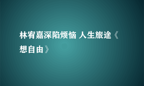 林宥嘉深陷烦恼 人生旅途《想自由》