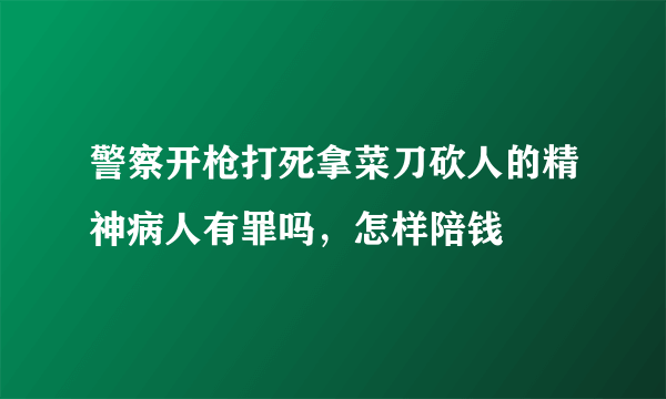 警察开枪打死拿菜刀砍人的精神病人有罪吗，怎样陪钱