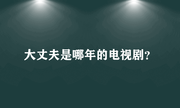 大丈夫是哪年的电视剧？