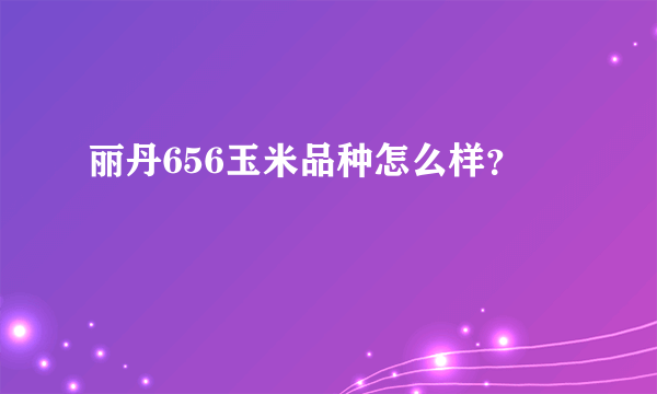 丽丹656玉米品种怎么样？