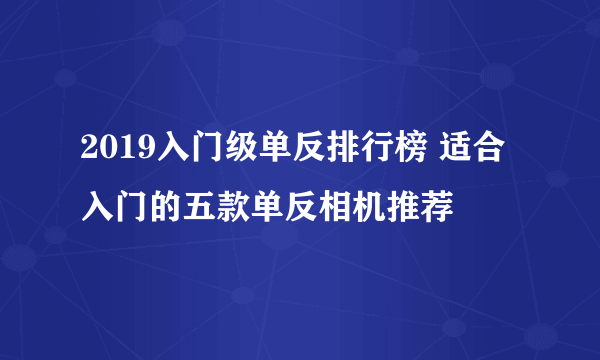 2019入门级单反排行榜 适合入门的五款单反相机推荐