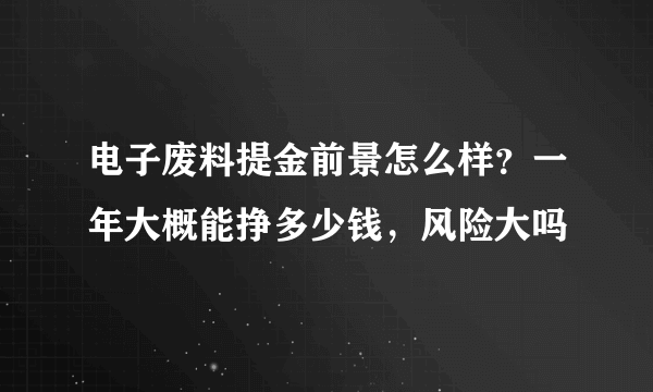 电子废料提金前景怎么样？一年大概能挣多少钱，风险大吗