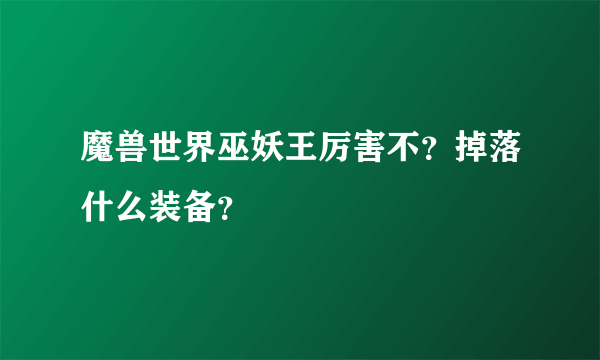 魔兽世界巫妖王厉害不？掉落什么装备？