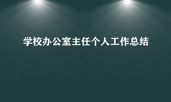 学校办公室主任个人工作总结