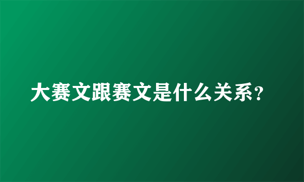 大赛文跟赛文是什么关系？