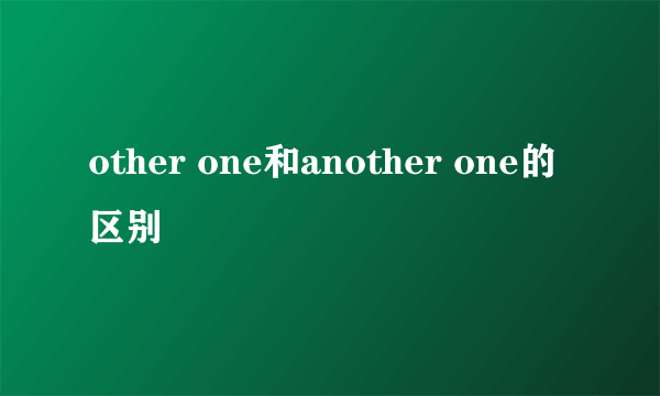 other one和another one的区别