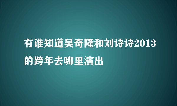 有谁知道吴奇隆和刘诗诗2013的跨年去哪里演出