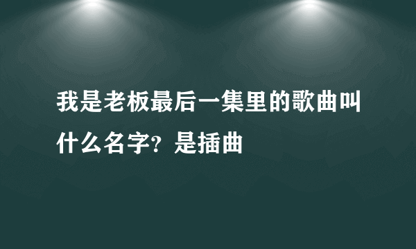 我是老板最后一集里的歌曲叫什么名字？是插曲