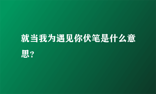 就当我为遇见你伏笔是什么意思？