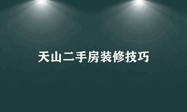 天山二手房装修技巧