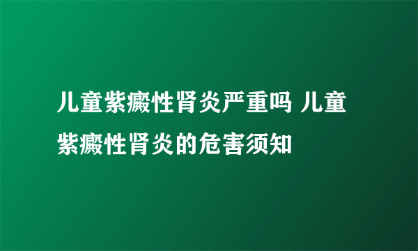 儿童紫癜性肾炎严重吗 儿童紫癜性肾炎的危害须知