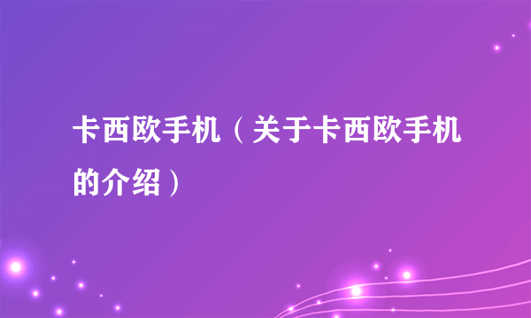 卡西欧手机（关于卡西欧手机的介绍）