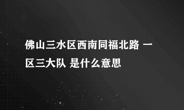 佛山三水区西南同福北路 一区三大队 是什么意思